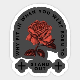 Beatiful Red Rose with Quote Sticker